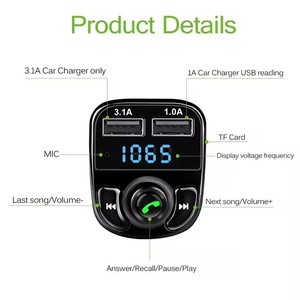 Trasmettitore di ricarica per <span class=keywords><strong>auto</strong></span> USB X8 chiamata a mani libere multifunzione lettore MP3 Wireless per <span class=keywords><strong>auto</strong></span> con doppio caricatore Usb - Product Image 4