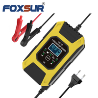 Chargeur de batterie FOXSUR 12V 7A 7 étapes, chargeur de batterie pour voiture et moto (plomb, GEL, STD, AGM), chargeur à impulsions et désulfateur