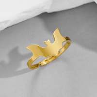 MC542 vente en gros d'anneaux de couple en acier inoxydable petits anneaux de chauve-souris bijoux d'Halloween Style Punk anneaux réglables d'animaux de mode