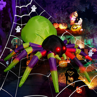 Modèle d'araignée géante gonflable transfrontalière pour Halloween K914 avec lumières LED intégrées, décorations d'horreur pour fêtes en extérieur et jardins
