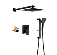 Ensemble de douche encastré avec barre coulissante, système de robinetterie intégré et corps de valve d'équilibrage de pression