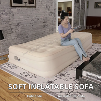 Matelas de lit gonflable souple double OEM avec tête de lit et dos à trois couches pour meubles de maison