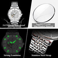 Montre mécanique pour homme Poedagar 1416, montre automatique squelette originale, bracelet en acier inoxydable, montre étanche, montre homme