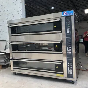 Commercial Stainless Steel Deck Oven With Steam 12-Tray 3 Deck Bakery Oven