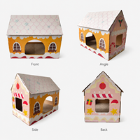 Griffoir pour chat en carton écologique de haute qualité, style maison de Noël classique, avec tapis à gratter et herbe à chat