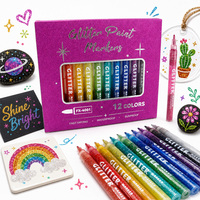 FOX FEEL – ensemble de stylos marqueurs fluorescents double face, 12/24 couleurs, pour écriture sur métal/verre/papier, pour dessin créatif, bricolage, cartes
