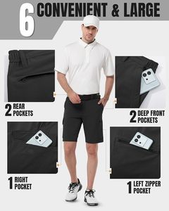 Shorts cargo de golf décontractés vintage pour hommes, poches à cordon, séchage rapide, extensible, polyester et élasthanne, pour la randonnée - Product Image 3