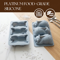 SILIKOLOVE Moule à gâteau personnalisé en silicone à 3 cavités en forme d'ours, antiadhésif platine LFGB, sans BPA, pour mousse et pâtisserie