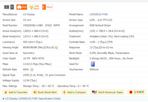 LD550EUE-FHB1 Chất lượng cao <span class=keywords><strong>LCD</strong></span> hiển thị <span class=keywords><strong>55</strong></span> <span class=keywords><strong>inch</strong></span> 1920*1080 450cd/m2 TFT <span class=keywords><strong>LCD</strong></span> màn hình hiển thị bảng điều khiển cho công nghiệp - Product Image 3