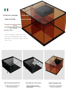 Under Cabinet Fish <strong>Tank</strong> <strong>for</strong> <strong>Turtles</strong> Double Layer Stream Design Glass Material No Water Change Customizable Ultra White - Product Image 4
