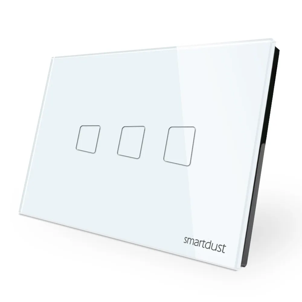 Smartdust OEM US Tempered Glass 3 Gang 1 Way Tuya Google Alexa Wifi Wireless Smart Home Touch Light Wall Switch