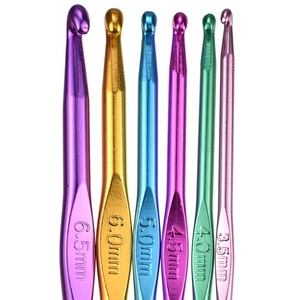 Venta de fábrica, alta calidad, mango suave personalizado, ganchos de ganchillo de aluminio, juego de agujas de tejer, 6 uds., 3,5-7,5mm con bolsa - Product Image 5