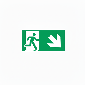 Uscita di emergenza verso il basso segno freccia destra-PVC luminescente - Product Image 2