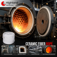 Cordon en fibre céramique renforcé de fil SS310 pour joint d'expansion de four à coke, joint d'étanchéité haute température, commande en gros