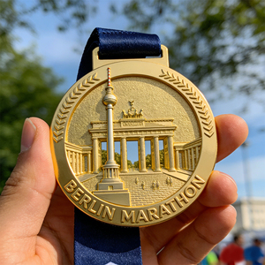 Medaglia Premio Personalizzata all'Ingrosso in Lega di Zinco di Alta Qualità per Maratona di Berlino 42,195 Chilometri - Product Image 1