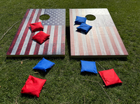 Jeu de Cornhole d'extérieur pour junior, motif drapeau américain, avec sacs de sable, en pin de Nouvelle-Zélande durable, couleur personnalisée, imprimé UV, très demandé