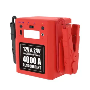 Reforço de bateria para emergência, alta qualidade, 24 volts, 4000a, iniciante, com usb, luz led, para resgate de emergência