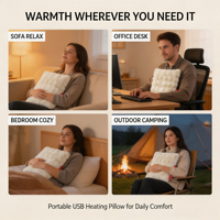 Coussin chauffant électrique pratique en fausse fourrure de lapin, USB 5V 2A, avec arrêt automatique, idéal pour les utilisateurs quotidiens en intérieur, cadeau chauffant pour l'hiver