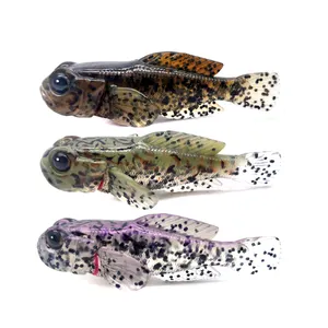  Newbility isca de pesca hd goby, isca de pesca macia, pintura à mão, várias cores, com 5, unidades/pacote, 75mm, 9.3g