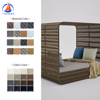 Sofá-cama de ratán Cama de cono para piscina Tumbona con dosel Chaise Luxury Big Round Rattan Mimbre Camas de sol baratas
