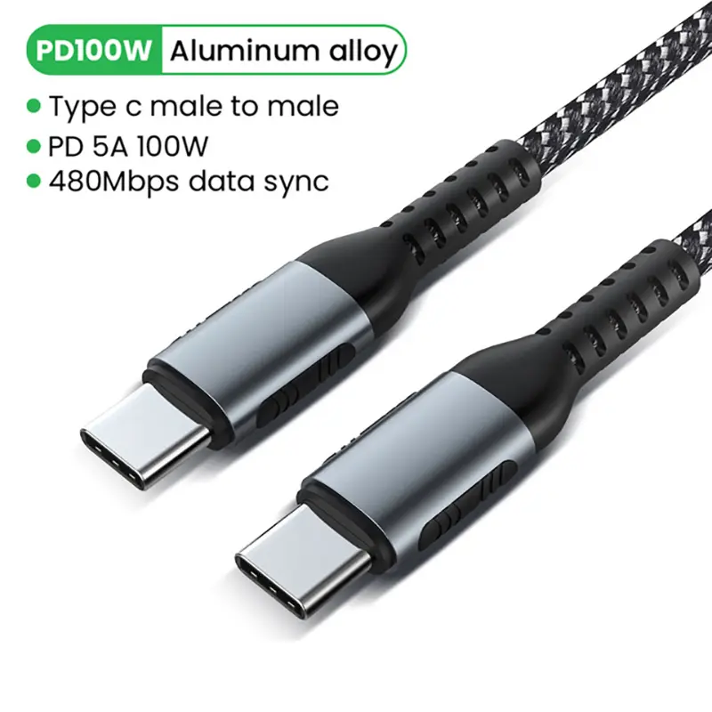 สาย Pd 100W ชาร์จได้อย่างรวดเร็ว5A USB C สายดาต้าสำหรับ Apple iPhone 12 11pro iPad MacBook Pro Air Samsung Galaxy