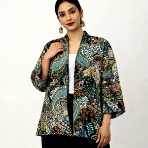 Nuevo Estilo, Bata Corta de Algodón 100% Tejido, Ligera y Suave, para Mujer, Informal, Primavera/Invierno, Kimono con Cierre de Cordón, Talla Única - Product Image 1