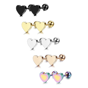 Pendientes de acero inoxidable 316L con forma de corazón a la moda-Mini pendientes de titanio simples Piercing joyería - Product Image 1