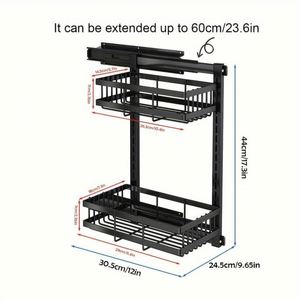 Organisateur de rangement coulissant à 2 niveaux en acier au carbone pour armoire de cuisine, tiroir sous l'évier et rangement - Product Image 6