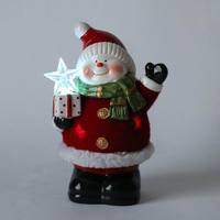 Céramique Agitant Décorations De Noël Chiffres Bonhomme De Neige En Céramique LED En Céramique Éclairé Offre Spéciale Noël Ornement De Sapin De Noël Rouge Sol