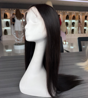 Perruque en cheveux humains vierges européens de la meilleure qualité, couleur brun naturel, avec nœuds simples, perruque frontale en dentelle HD, super double drawn