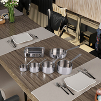 Ensemble de casseroles en acier inoxydable moderne 6 pièces Casserole Sauteuse Rôtissoire - Cuisine saine Pots de cuisson pour restaurant Hôtel
