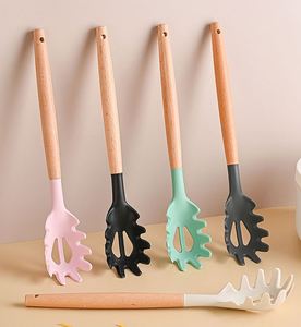 Kitchen Pasta Preparation Cookware Flexible Non-Stick Spaghetti Scoop Noodle Strainer with Wooden Handle Home Use - Product Image 3
