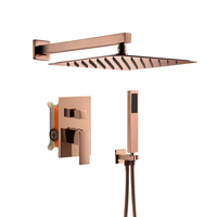 Ensemble de salle de bain moderne en laiton couleur or rose, avec mitigeur de douche à poignée unique, douchette et buse de massage à jet doux effet pluie, pour appartement et villa