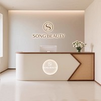 Bureau d'accueil en cuir de style luxe léger pour salon de beauté, maison d'hôtes, salon de thé et réception d'entreprise