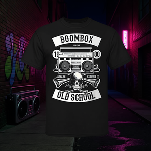 T-shirt Old School Boombox con design hip hop gangster degli anni '80, taglia unisex per adulti - Product Image 3