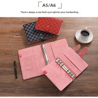 Carnet scolaire en cuir rigide avec pages à carreaux et motifs quadrillés, organiseur/agenda à feuilles mobiles