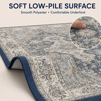 Tapis Rétro Bohème à Motifs Floraux, Lavable, Antidérapant, à Poils Courts, en Polyester, Résistant à l'Eau, Adapté aux Animaux Domestiques, pour Chambre à Coucher