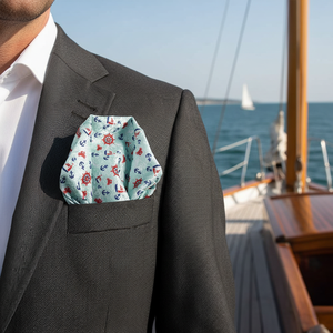 Pañuelo de bolsillo estilo marinero con estampado verde menta, talla única, para hombres, hecho de TR, para chalecos y chaquetas. - Product Image 3