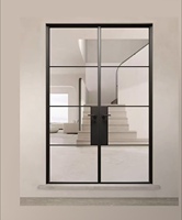 Puerta Principal Interior de Estilo Europeo, Ventanas de Acero Galvanizado, Marco de Hierro Victoriano, Puertas Francesas con Aislamiento Térmico