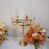 Grand chandelier en métal à 9 têtes pour décoration de table de mariage, porte-bougie, centre de table pour fiançailles et mariages, vases à fleurs