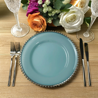 13 Zoll Goldrand Perlenbesetzte Dekorative Platzteller Mehrfarbig Kunststoff Acryl Umweltfreundlich Langlebig für Hochzeit Dinner Party