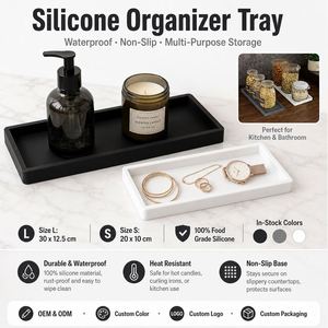 Plateau organisateur en silicone de qualité alimentaire, étanche et antidérapant, pour bijoux, coiffeuse et comptoir de cuisine - Product Image 1