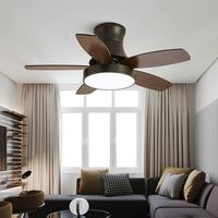 Ventilador de Techo LED de Diseño Moderno, Motor de Cobre Regulable, Control Remoto de 6 Velocidades, 5 Aspas, 52 Pulgadas, Iluminación Interior para Sala de Estar