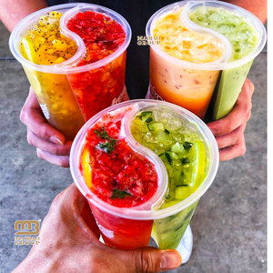 Gobelets en plastique à emporter de 16 oz et 24 oz avec couvercles et pailles, gobelet Boba double compartiment, gobelet jumeau deux-en-un pour boissons glacées - Product Image 3