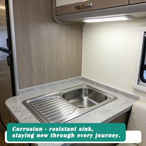 Fregadero de Acero Inoxidable JDA RV 780*430mm SUS304, Fregadero de Cocina de un Solo Tazón con Escurridor para Caravana, <span class=keywords><strong>Autocaravana</strong></span> - Product Image 2