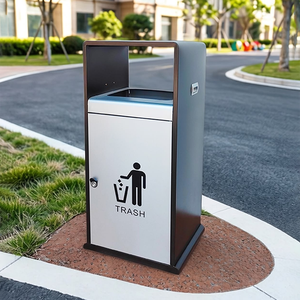 <b>Outdoor</b> Metal Trash <b>Bin</b> Heavy Duty Commercial <b>Rubbish</b> Waste <b>Bin</b> Park Public Garbage Trash Can - Product Image 1