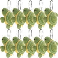 Porte-clés en peluche tortue de mer verte aux grands yeux étincelants, animal marin en peluche doux, breloque décorative en peluche