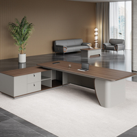 Boss Desk Escritorio de oficina de esquina en forma de L con gabinete de almacenamiento Mesa DE TRABAJO ejecutiva superior para alta gerencia Estilo de lujo moderno