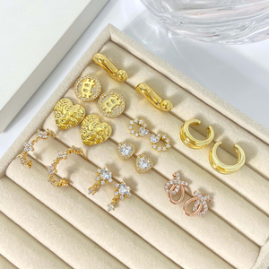 Pendientes chapados en oro con forma de corazón para mujer, regalo de joyería de moda romántica - Product Image 5