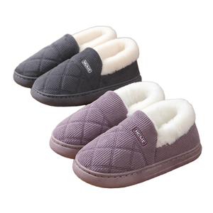 Chaussons d'intérieur chauds pour femmes, hommes et couples, en velours côtelé épais et antidérapant, avec garniture en fourrure et semelle extérieure en TPR, pour l'automne/hiver - Product Image 4